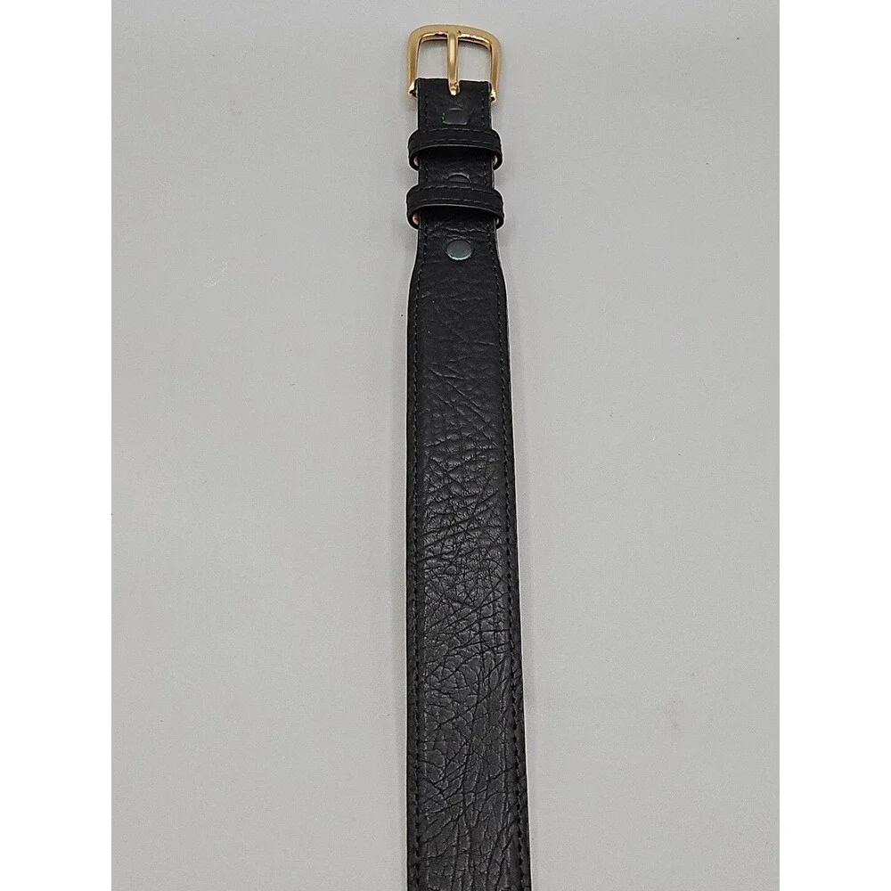 Hand Crafted Shrunken Bull Black Crescent Leather Belt 35 USA Made 1-1/4